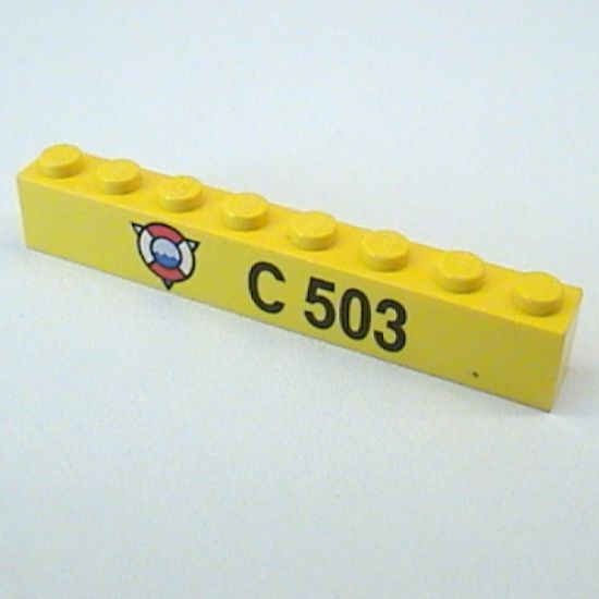 Brick 1 x 8 with Coast Guard Logo on Triangle and C 503 Pattern
