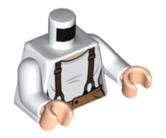 Torso Female Light Nougat Neck, Reddish Brown Suspenders and Medium Nougat Pants Pattern / White Arms / Light Nougat Hands