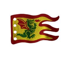 Cloth Flag 8 x 5 Wave with Red Border and Green Dragon Pattern - Single-Sided Print