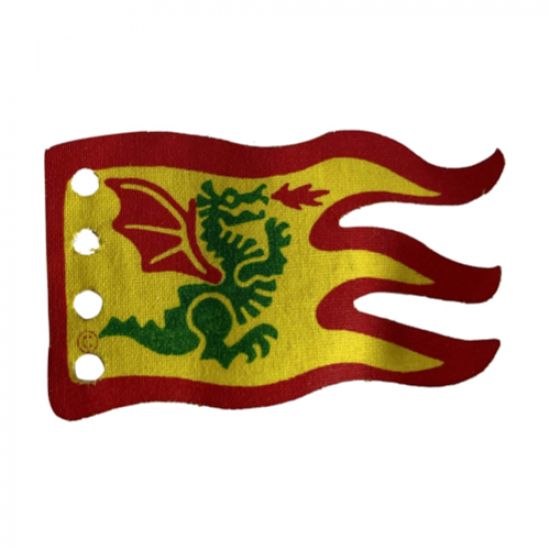 Cloth Flag 8 x 5 Wave with Red Border and Green Dragon Pattern - Single-Sided Print