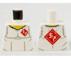 Torso Shirt, Yellow Neck, Red Diamond with White Ninjago Logogram 'VS' on Lapel and Back Pattern
