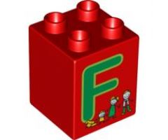 Duplo, Brick 2 x 2 x 2 with Letter F and Family Pattern