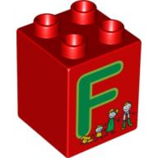 Duplo, Brick 2 x 2 x 2 with Letter F and Family Pattern