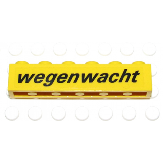 Brick 1 x 6 with Black 'wegenwacht' Pattern (Sticker) - Set 2140