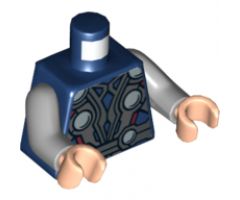 Torso Armor with Silver Circles Pattern (Thor) / Light Bluish Gray Arms / Light Nougat Hands