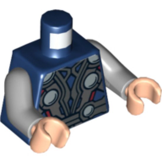 Torso Armor with Silver Circles Pattern (Thor) / Light Bluish Gray Arms / Light Nougat Hands