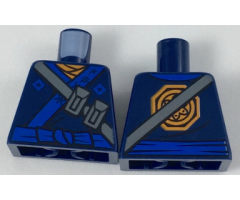 Torso Ninjago Robe with Ninjago Logogram 'SPARK', Orange Scarf, Blue Sash and Orange Emblem Pattern
