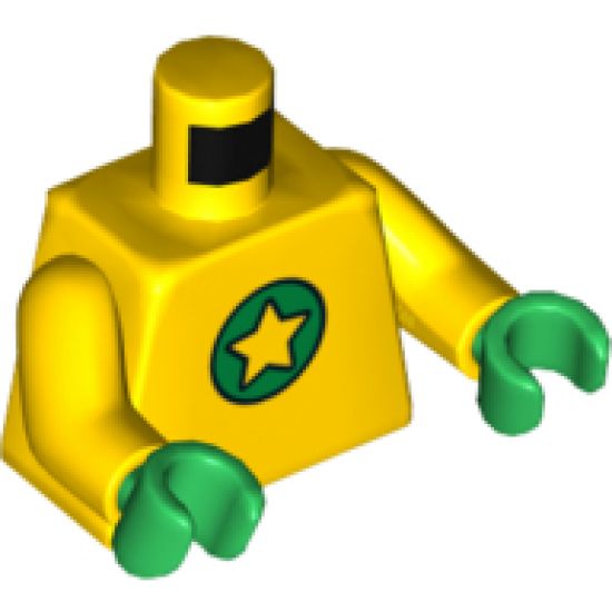 Torso SpongeBob with Yellow Star on Green Circle Pattern / Yellow Arms / Green Hands
