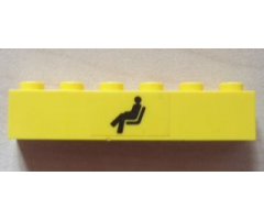 Brick 1 x 6 with Black Train Waiting Room Pattern (Sticker) - Set 4554