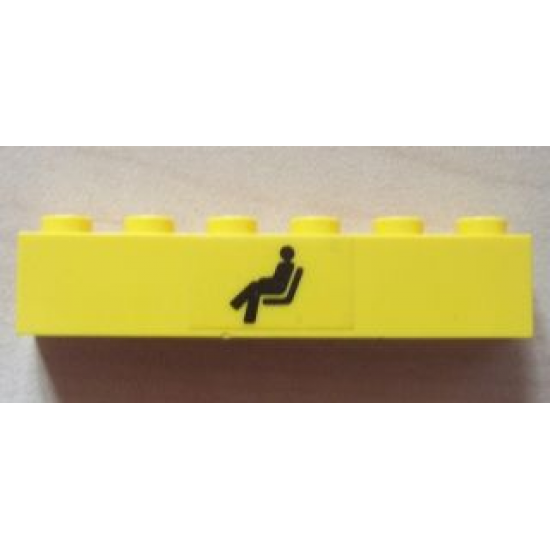 Brick 1 x 6 with Black Train Waiting Room Pattern (Sticker) - Set 4554