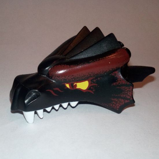 Animal, Body Part Dragon Head (Fantasy Era) Upper Jaw with Dark Red Scales and Yellow Eyes Pattern