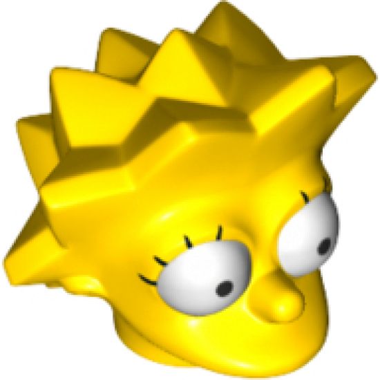 Minifigure, Head, Modified Simpsons Lisa Simpson - Wide Eyes Pattern