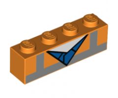 Brick 1 x 4 with Reflective Crossed Stripes over Blue Shirt Pattern (BrickHeadz Emmet Shirt Top)