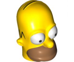 Minifigure, Head, Modified Simpsons Homer Simpson - Eyes Wide Pattern