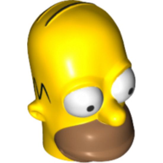 Minifigure, Head, Modified Simpsons Homer Simpson - Eyes Wide Pattern
