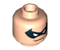 Minifigure, Head Dual Sided Male Black Eye Mask with Eye Holes, Determined / Scared Pattern (Robin) - Hollow Stud