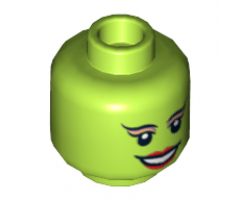 Minifigure, Head Dual Sided Alien Female Black Arched Eyebrows, Eyelashes, Red Lips, Smile / Scared Pattern (SW Oola) - Blocked Open Stud