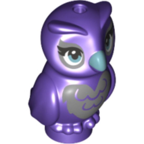 Animal, Air Owl, Elves with Metallic Blue Beak and Silver on Chest, Back, and Around Eyes Pattern