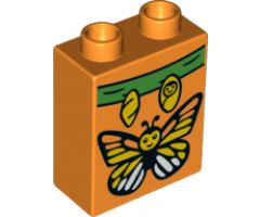 Duplo, Brick 1 x 2 x 2 with Butterfly Pattern