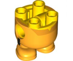 Lower Body, Rounded, Short Legs with Bright Light Orange Shoes and Shorts with Black Stripes Pattern