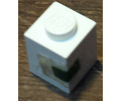 Brick 1 x 1 with Green Rectangle Pattern (Sticker) - Set 1650-1