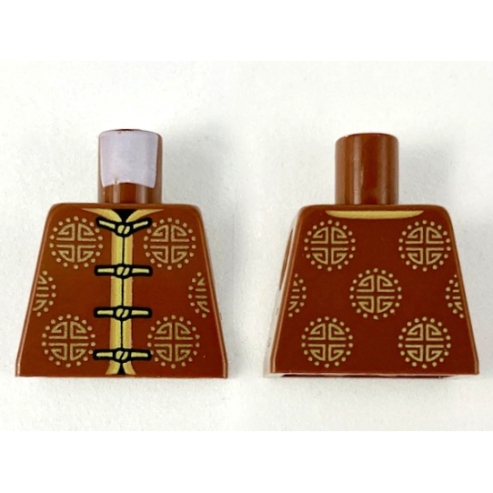 Torso Tang Jacket with Gold Trim, Ties, and Sunshine Designs Pattern