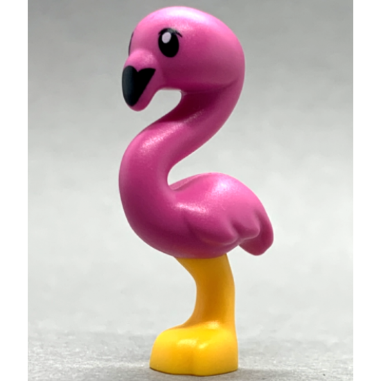 Animal, Air Bird Flamingo Friends with Dark Pink Body, Black Eyes and Beak Pattern