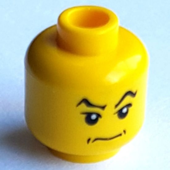 Minifigure, Head Male HP Lucius with Raised Eyebrows and Angry Smirk Pattern - Blocked Open Stud