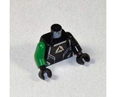 Torso Alpha Team Arctic Logo, Black Shirt and Silver Lines Pattern / Black Arm Left / Green Arm Right / Black Hands