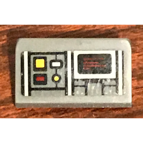 Slope 30 1 x 2 x 2/3 with SW Control Panel with Screen, Red, White and Yellow Square Buttons Pattern (Sticker) - Set 75158