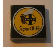 Tile 2 x 2 with Santa Fe Super Chief Logo Pattern (Sticker) - Set 10022/10025