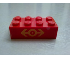 Brick 2 x 4 with Train Logo Yellow Pattern (Sticker) - Set 2150