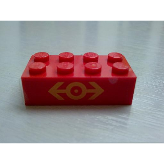 Brick 2 x 4 with Train Logo Yellow Pattern (Sticker) - Set 2150