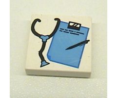 Tile 2 x 2 with Blue and Black Stethoscope, Clipboard, and Pen Pattern