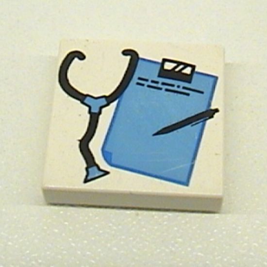 Tile 2 x 2 with Blue and Black Stethoscope, Clipboard, and Pen Pattern