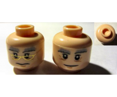 Minifigure, Head Dual Sided HP Dumbledore Glasses / No Glasses Pattern - Hollow Stud