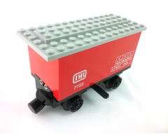 Train Battery Box Car with Three Contact Holes, Black Switch Lever, Black Magnets, Black Wheels, and Light Gray Roof with 'DB 7722' Pattern on Both Sides (Stickers) - Set 7722