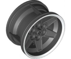 Wheel 56mm D. x 34mm Technic Racing Medium, 6 Pin Holes with White Rim Edge Pattern