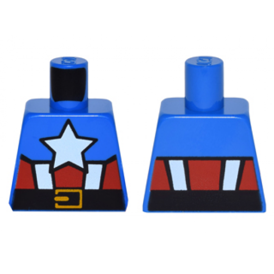 Torso White Star, Red and White Stripes and Black Belt with Gold Buckle Pattern