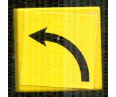 Tile 2 x 2 with Arrow Black Long Curved Counterclockwise (Left) Pattern (Sticker) - Set 8364