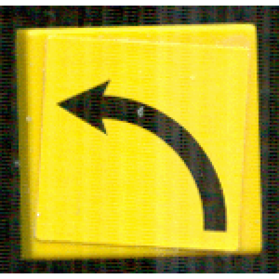 Tile 2 x 2 with Arrow Black Long Curved Counterclockwise (Left) Pattern (Sticker) - Set 8364