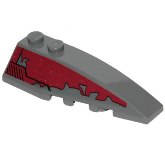 Wedge 6 x 2 Right with SW Slave I Dark Red Peeling Paint Pattern (Sticker) - Set 75222