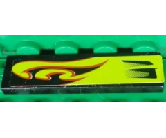 Tile 1 x 4 with Lime Swirls and Air Intake Pattern Model Left Side (Sticker) - Set 8681