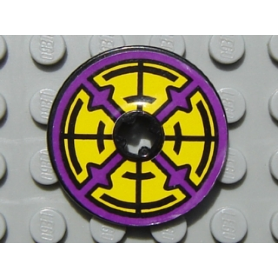 Technic, Disk 3 x 3 with Purple, Yellow and Black Pattern both sides (Stickers) - Set 8269