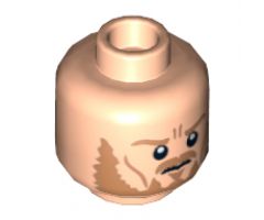 Minifigure, Head Dual Sided LotR Eomer Beard and Crow's Feet Frowning / Shouting Pattern - Hollow Stud