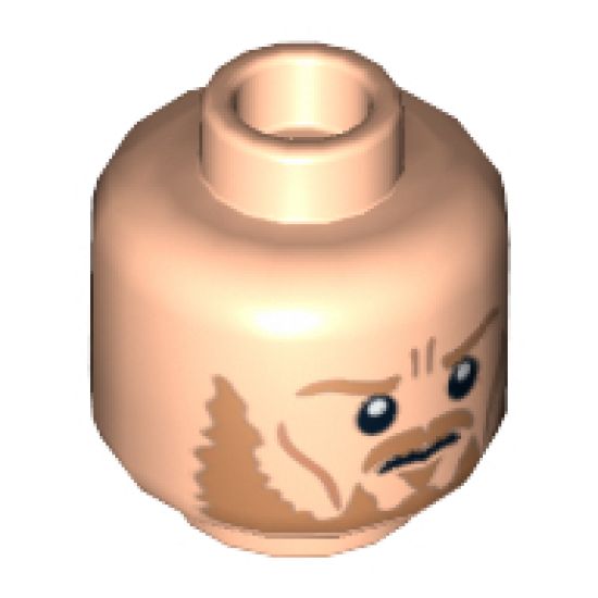 Minifigure, Head Dual Sided LotR Eomer Beard and Crow's Feet Frowning / Shouting Pattern - Hollow Stud