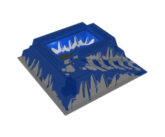 Baseplate, Raised 32 x 32 with Ramp and Pit, Ice Pattern