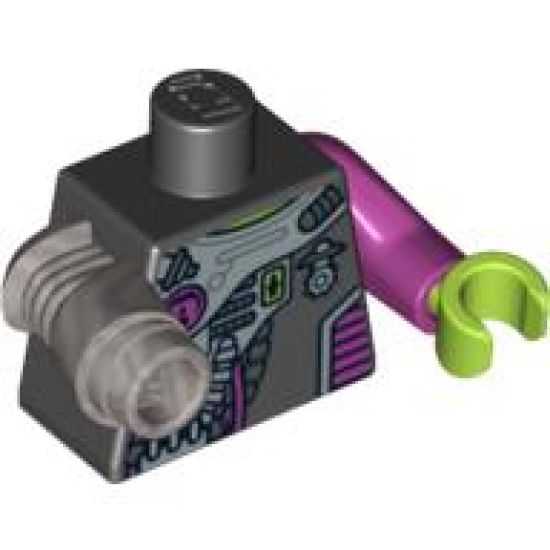 Torso Alien Conquest Alien Diagonal Armor Pattern / Magenta Arm and Lime Hand Left / Mech Arm and Lime Barb Right