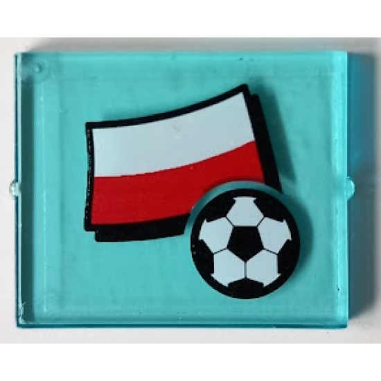 Glass for Window 1 x 4 x 3 with Flag of Poland and Soccer Ball Pattern (Sticker) - Set 3404