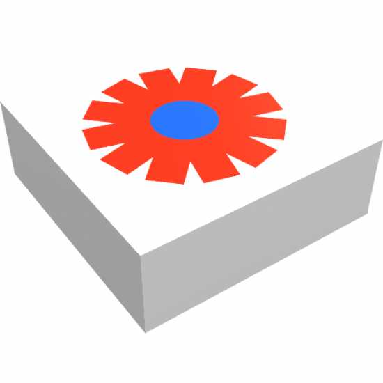 Tile 1 x 1 with Red/Blue Flower Pattern